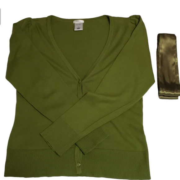 Old Navy Women's Perfect Fit Belted Waist  Green Sweatwer Cardigan Size L - Picture 11 of 11